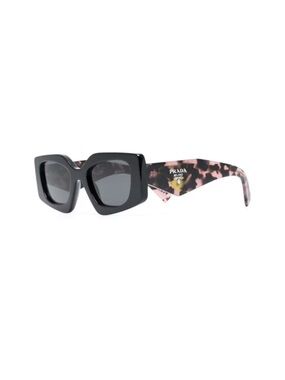 Prada Black Front with Pink Tortoiseshell Temple Square Sunglasses